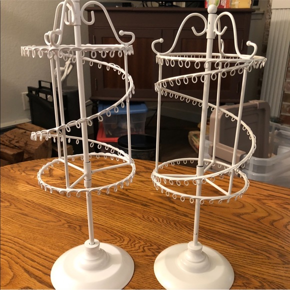 2 White Cylinder Earring Displays
